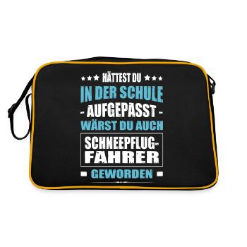 Hättest In Der Schule Aufgepasst Schneepflugfahrer - Retro Tasche - Schwarz/Gold - Hinten