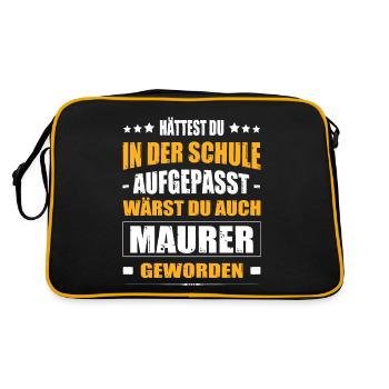 Hättest Du Mal In Der Schule Aufgepasst Maurer - Retro Tasche - Schwarz/Gold - Hinten