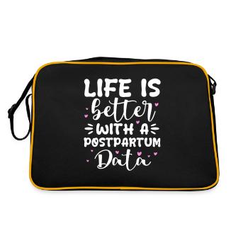 Life is better with postpartum Doula - Retro Tasche - Schwarz/Gold - Hinten