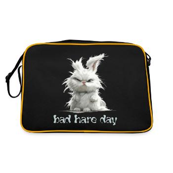 Lustige Wortspiel Bad Hare day lustiger Hase - Retro Tasche - Schwarz/Gold - Hinten