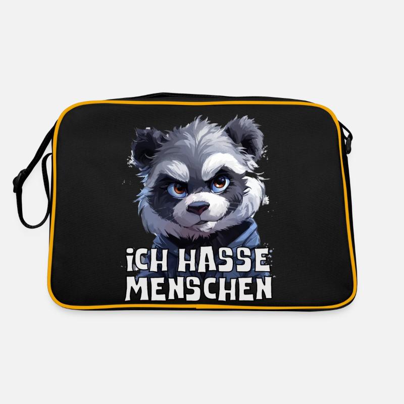 Drôle d’ours panda avec dire que je déteste les gens Sac Retro