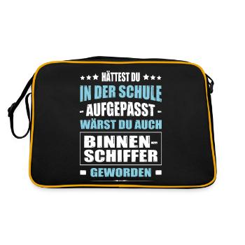Hättest Du In Der Schule Aufgepasst Binnenschiffer - Retro Tasche - Schwarz/Gold - Hinten