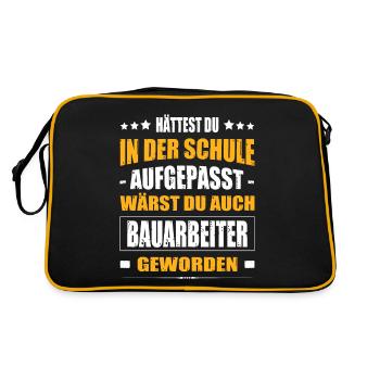 Hättest Du In Der Schule Aufgepasst Bauarbeiter - Retro Tasche - Schwarz/Gold - Hinten