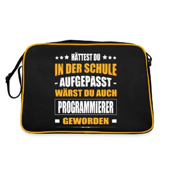 Hättest Du In Der Schule Aufgepasst Programmierer - Retro Tasche - Schwarz/Gold - Hinten