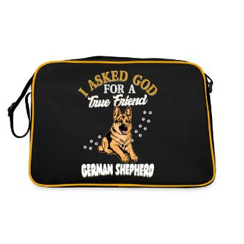 I Asked God For A True Friend German Shepherd Pupp - Retro Bag - black/gold - Back