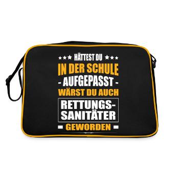Hättest In Der Schule Aufgepasst Rettungssanitäter - Retro Tasche - Schwarz/Gold - Hinten