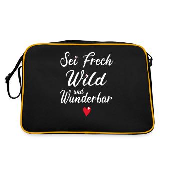 Frech Wild Wunderbar Freche Mädchen Sprüche - Retro Tasche - Schwarz/Gold - Hinten