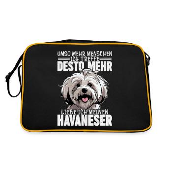 Liebe ich meinen Havaneser Hund Frauchen Hunde Mam - Retro Tasche - Schwarz/Gold - Hinten