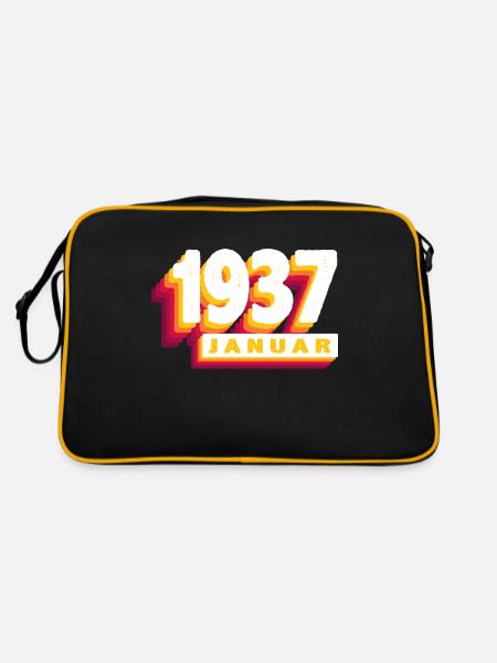 Janvier 1937 0 87 ans Homme Femme Anniversaire - Sac Retro - noir/or - Dos