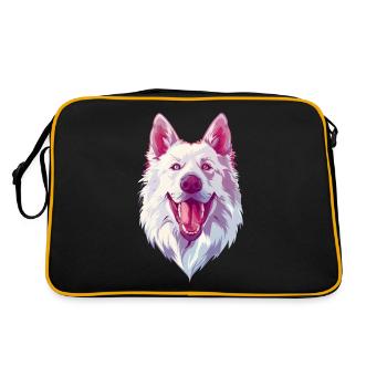 Berger Blanc Suisse | White Shepherd | Cartoon - Retro Bag - black/gold - Back
