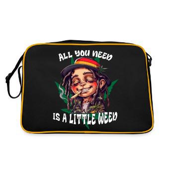All you need is a little Weed. Cannabis, Rastafari - Retro Tasche - Schwarz/Gold - Hinten