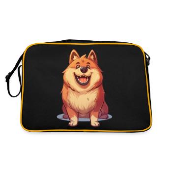 Eurasier | Cartoon Artwork - Retro Bag - black/gold - Back