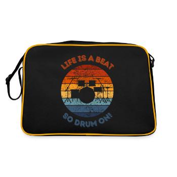 Life is a beat, so drum on! For drums lover - Retro Bag - black/gold - Back