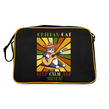 Chillax Cat spielt mexikanische Musik auf der Gitarre. - Retro Tasche - Schwarz/Gold - Hinten