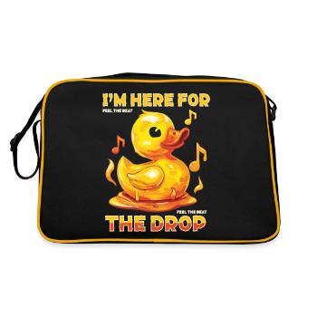 Ich Bin Hier Für Den Drop Musikenten - Retro Tasche - Schwarz/Gold - Hinten