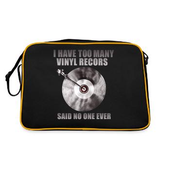 Zu Viele Vinylplatten Sagt Niemand Jemals - Retro Tasche - Schwarz/Gold - Hinten