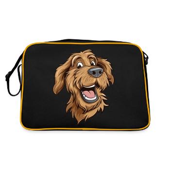 Labradoodle | Cartoon Artwork - Retro Bag - black/gold - Back