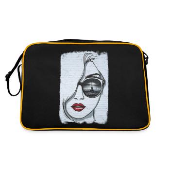 Graffiti-Mädchen in Paris - Retro Tasche - Schwarz/Gold - Hinten