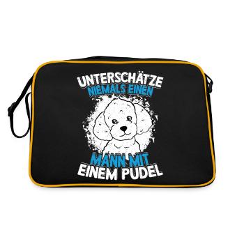Homme avec un caniche maître chiens chien maîtresse - Sac Retro - noir/or - Dos