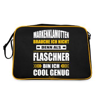 Markenklamotten Brauche Ich Nicht Flaschner - Retro Tasche - Schwarz/Gold - Hinten