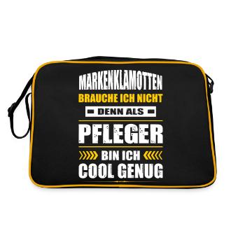 Markenklamotten Brauche Ich Nicht Pfleger Pflege - Retro Tasche - Schwarz/Gold - Hinten