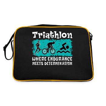 Triathlon. Perseverance, Determination, Sport, Nice - Retro Bag - black/gold - Back