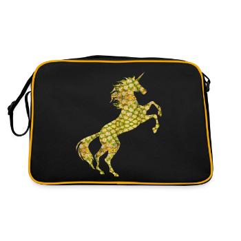 Einhorn Ananas Symbol T-Shirt Tropische Pflanze - Retro Tasche - Schwarz/Gold - Hinten