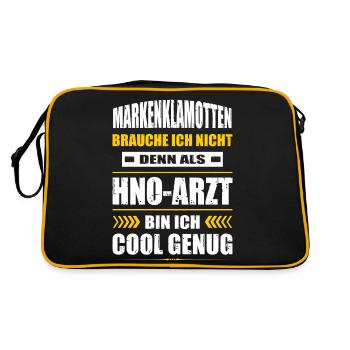 Markenklamotten Brauche Ich Nicht HNO-Arzt Arzt - Retro Tasche - Schwarz/Gold - Hinten