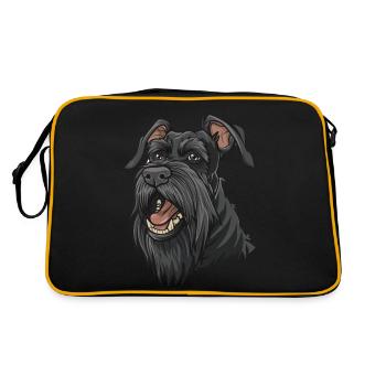 Riesenschnauzer | Giant Schnauzer | Cartoon - Retro Tasche - Schwarz/Gold - Hinten