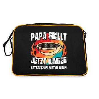 Dad Grills Now Kids Punctuation Marks Save Lives - Retro Bag - black/gold - Back