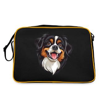 Tibet Spaniel | Tibetan spaniel | Cartoon Artwork - Retro Tasche - Schwarz/Gold - Hinten