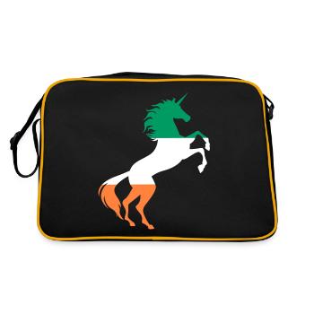 T-Shirt Drapeau Licorne Irlande Licorne Magique Irlandaise - Sac Retro - noir/or - Dos