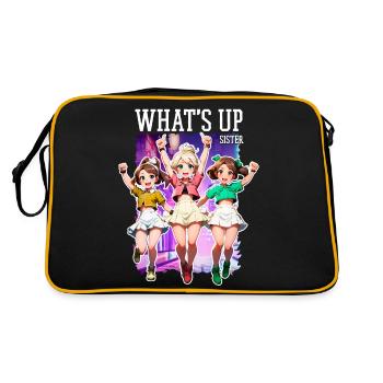 Whats Up Sister Funny Trendy Streamer Cute Girl - Retro Bag - black/gold - Back