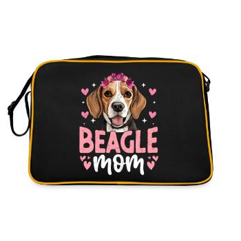 Beagle Maman Chiot Beagles Propriétaire de chien - Sac Retro - noir/or - Dos