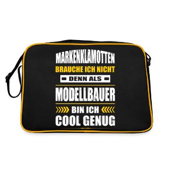 Markenklamotten Brauche Ich Nicht Modellbauer - Retro Tasche - Schwarz/Gold - Hinten