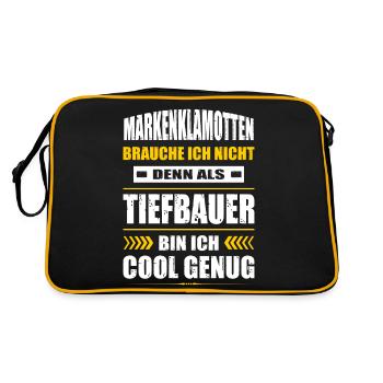 Markenklamotten Brauche Ich Nicht Tiefbauer - Retro Tasche - Schwarz/Gold - Hinten