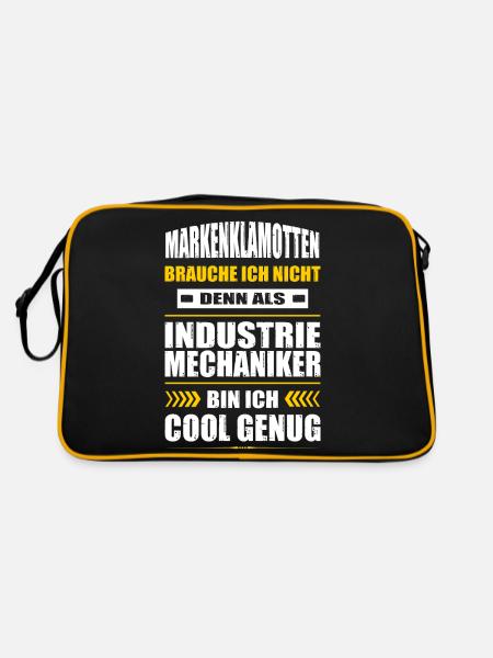 Industriemechaniker Spruch Industriemechatroniker - Retro Tasche - Schwarz/Gold - Hinten