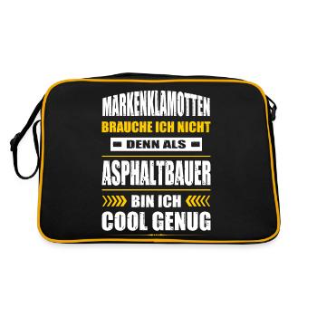 Markenklamotten Brauche Ich Nicht Asphaltbauer - Retro Tasche - Schwarz/Gold - Hinten