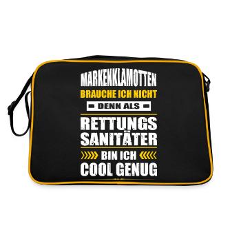 Rettungssanitäter Sanitäter Spruch Sani Arzt - Retro Tasche - Schwarz/Gold - Hinten