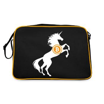 Unicorn Bitcoin Symbol T-Shirt Cryptocurrency Pun - Retro Bag - black/gold - Back