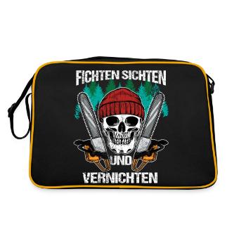 Spruce Sifting Destroying Tree Cutters Lumberjacks - Retro Bag - black/gold - Back