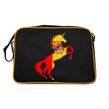 Einhorn Spanien Flagge Shirt Magisches Einhorn Spanier - Retro Tasche - Schwarz/Gold - Hinten