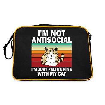 Ich bin nicht asozial, ich bin nur katzenartig mit meinem C - Retro Tasche - Schwarz/Gold - Hinten