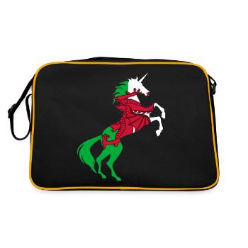 Licorne Pays de Galles Drapeau T-Shirt Licorne Magique Gallois - Sac Retro - noir/or - Dos