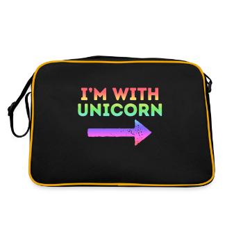 Je suis avec Licorne arc-en-ciel magique pointant la flèche - Sac Retro - noir/or - Dos