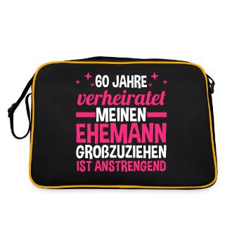 Ehe Diamantene Hochzeit 60 Jahre Verheiratet Hochz - Retro Tasche - Schwarz/Gold - Hinten