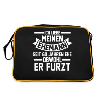 Marriage Diamond Wedding 60 Years Married Hochz - Retro Bag - black/gold - Back