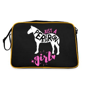 Juste une fille percheron | Race de cheval Femmes Fille - Sac Retro - noir/or - Dos