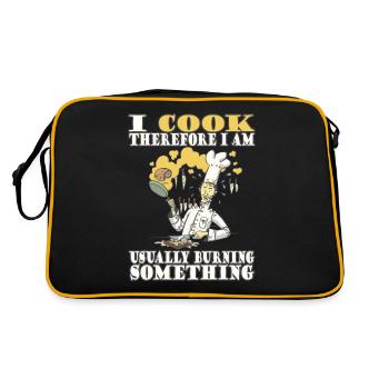 Je cuisine, donc je suis - message humoristique - Sac Retro - noir/or - Dos