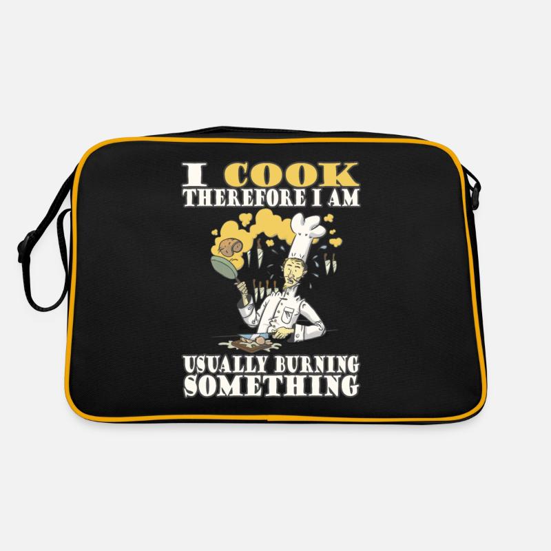 I cook, therefore I am - humorous message Retro Bag